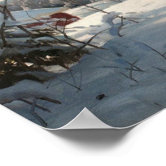 Peder Monsted – 日に照らされた冬の風景 ポスター (角)