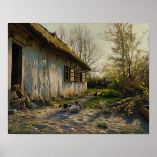Peder Monsted – 日の出食べ物を与えで子どものアヒル ポスター (正面)