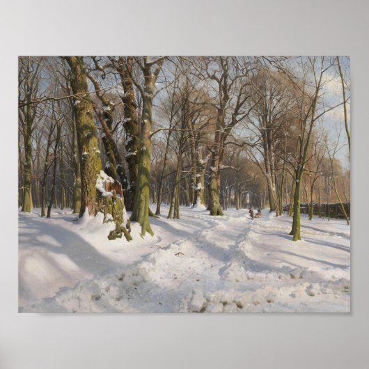Peder Monsted – 日光の雪の森の道路 ポスター (正面)
