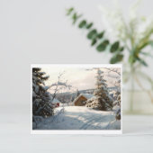 Peder Mork Monstedによる日に照らされた冬の風景 ポストカード (スタンド正面)