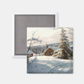 Peder Mork Monstedによる日に照らされた冬の風景 マグネット (正面/裏面)