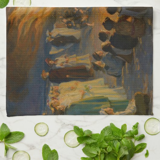 Peder Severin Kroyer - Midsummer's Eve Bonfire キッチンタオル (折り畳み)