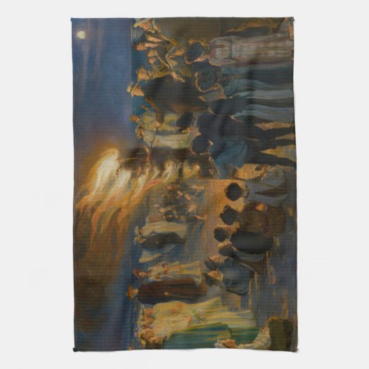 Peder Severin Kroyer - Midsummer's Eve Bonfire キッチンタオル (縦)