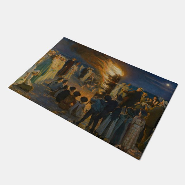 Peder Severin Kroyer - Midsummer's Eve Bonfire ドアマット (アングル)