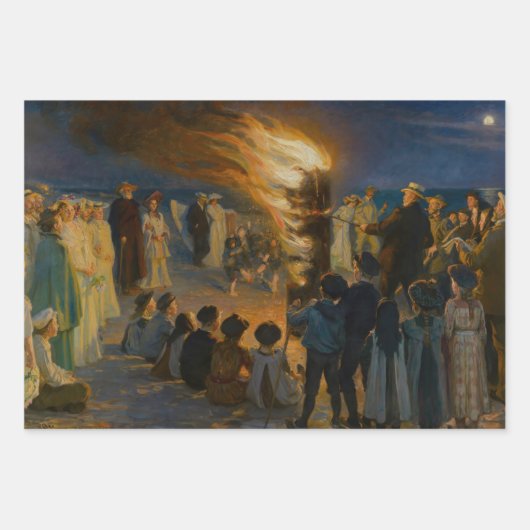 Peder Severin Kroyer - Midsummer's Eve Bonfire ラッピングペーパーシート (正面)