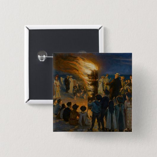 Peder Severin Kroyer - Midsummer's Eve Bonfire 缶バッジ (正面&裏面)