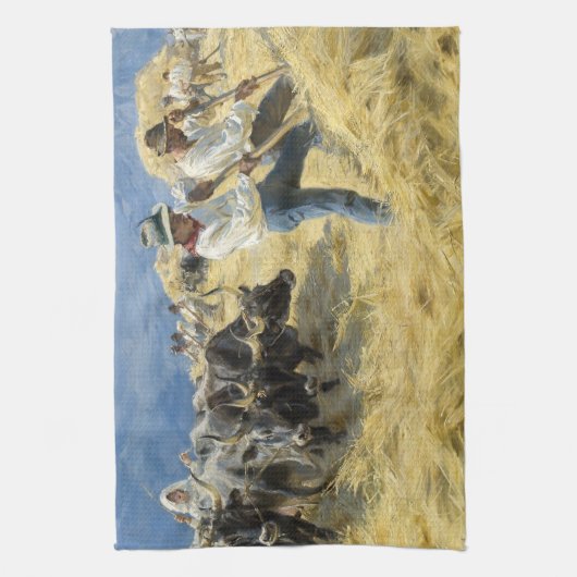 Peder Severin Kroyer - Threshing in the Abruzzi キッチンタオル (縦)