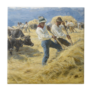 Peder Severin Kroyer - Threshing in the Abruzzi タイル