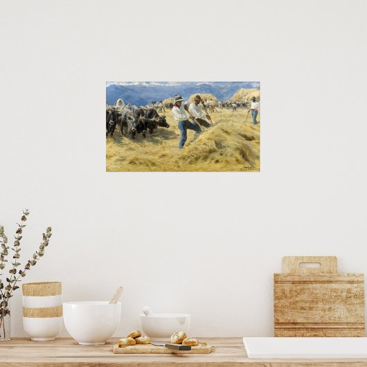 Peder Severin Kroyer - Threshing in the Abruzzi ポスター (キッチン)