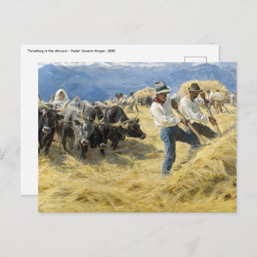 Peder Severin Kroyer - Threshing in the Abruzzi ポストカード (正面/裏面)