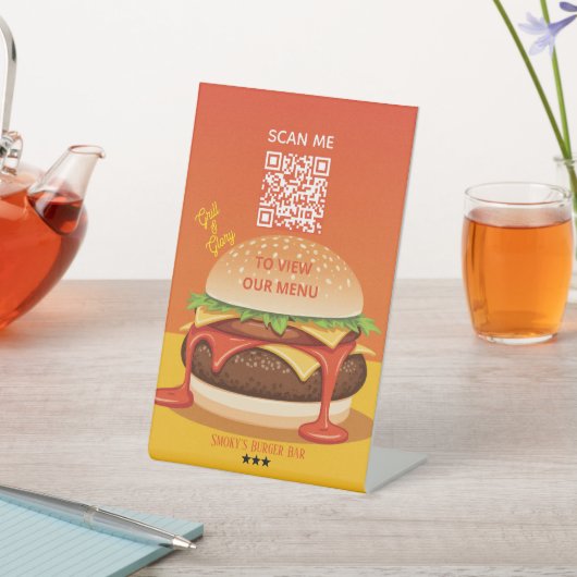 Pedestal Sign – Burger QR Menu Display 台座サイン (インサイチュ)