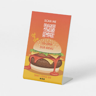 Pedestal Sign – Burger QR Menu Display 台座サイン