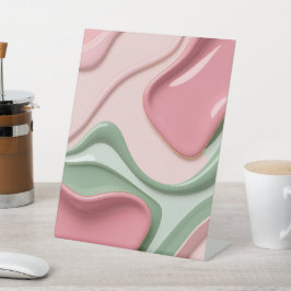 Pedestal sign in stylish abstract graphic 台座サイン