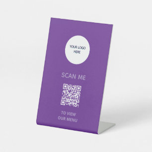 Pedestal Sign – QR Menu Display 紫 台座サイン
