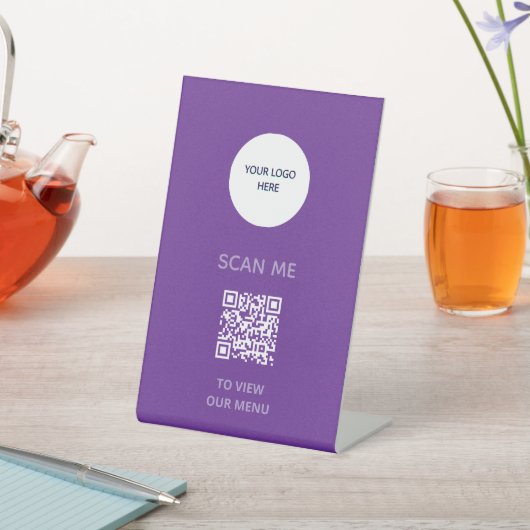 Pedestal Sign – QR Menu Display | purple 台座サイン (インサイチュ)