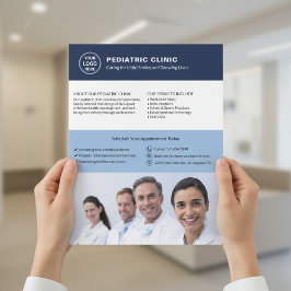 Pediatric Clinic Custom Logo Photo QR チラシ