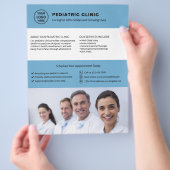 Pediatric Clinic Doctor Logo Photo QR Blue チラシ (手)