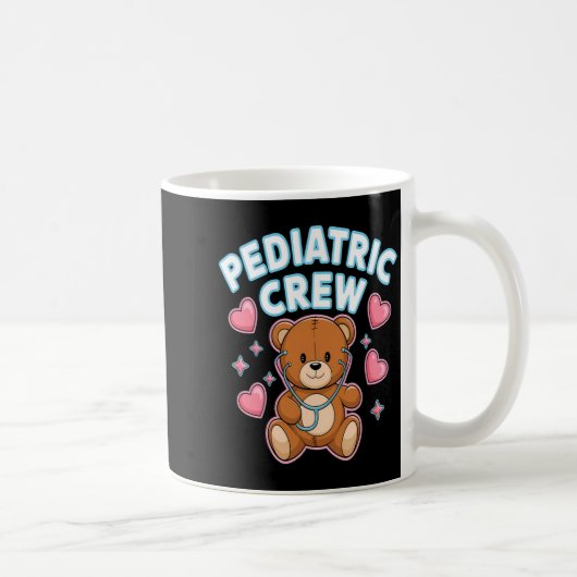 Pediatric Crew Nurse Bear Heart Stethoscope Peds  コーヒーマグカップ (右)