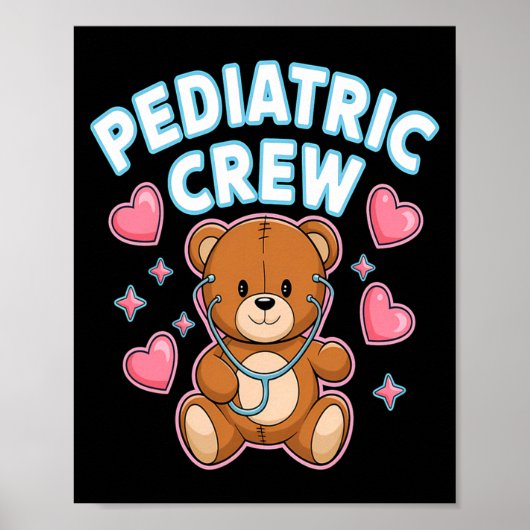 Pediatric Crew Nurse Bear Heart Stethoscope Peds  ポスター (正面)