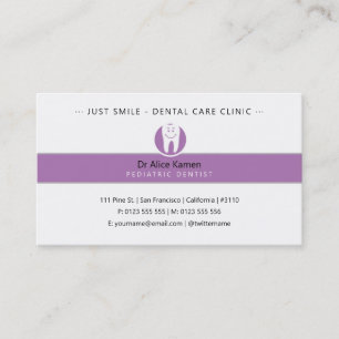 Pediatric Dentist   Dental Practice Lavender 名刺