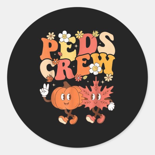 Pediatric Nurse Crew Thanksgiving Cute Pumpkin Ped ラウンドシール (正面)