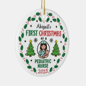 Pediatric Nurse First Christmas Tree Personalized  セラミックオーナメント (右)