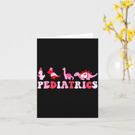 Pediatric Nurse Peds Nursing Cute Dinosaurs Valent カード (黄色い花)