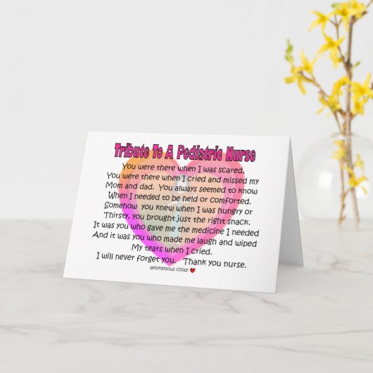 Pediatric Nurse Tribute  カード (黄色い花)