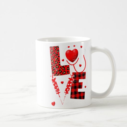 Pediatric Peds Nurse Valentines Day Love Heart Ste コーヒーマグカップ (右)