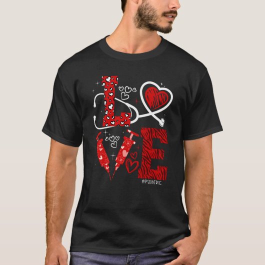 Pediatric PEDS Nurse Valentines Day Love Heart Ste Tシャツ (正面)