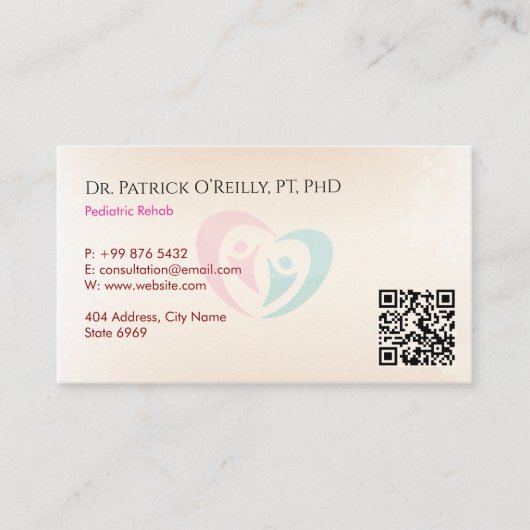 Pediatric Therapy Business | Light Red 名刺 (正面)