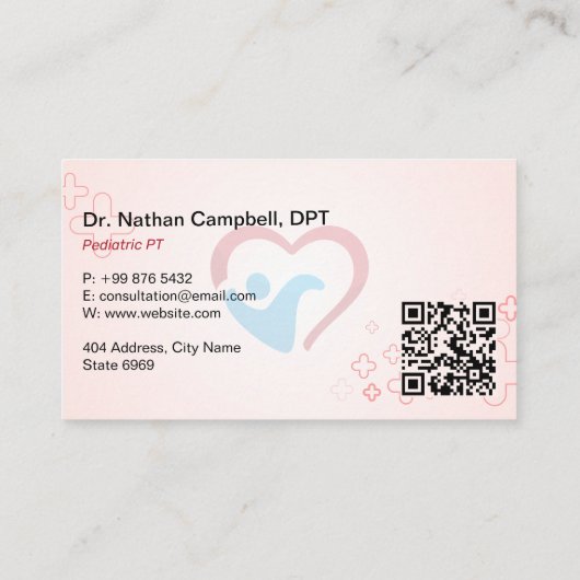 Pediatric Therapy Business | Light Red 名刺 (裏面)