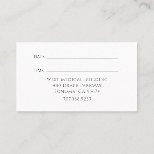 Pediatrician Floral Stethoscope Appointment Card 予約カード (裏面)