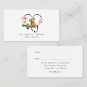 Pediatrician Floral Stethoscope Appointment Card 予約カード (正面/裏面)