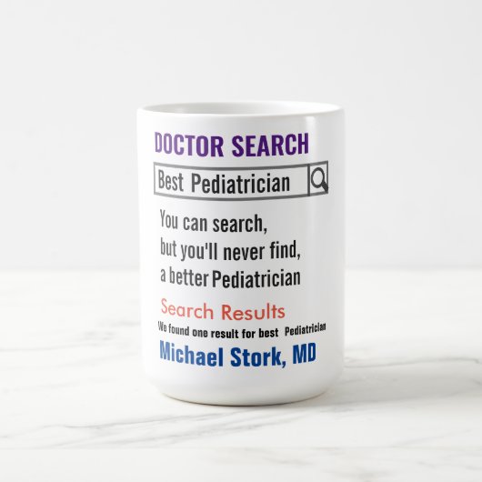 Pediatrician Funny Search Gift Mug コーヒーマグカップ (中央)