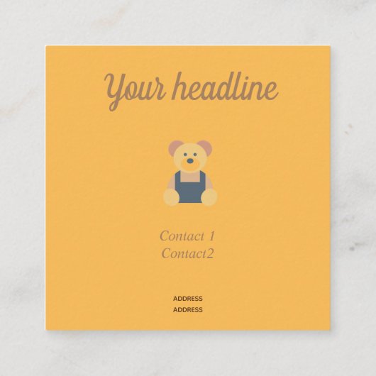 Pediatrician -  orange teddy  - stethoscope  スクエア名刺 (裏面)