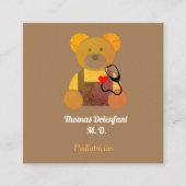 Pediatrician -  orange teddy  - stethoscope  スクエア名刺 (正面)