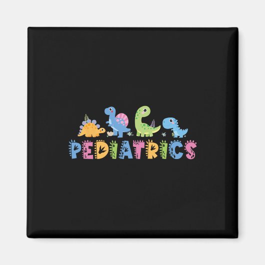 Pediatrics Pediatric Squad Nurse Dinosaur Cute Ped マグネット (正面)