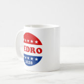 Pedro 2028赤白青レトロボタン コーヒーマグカップ (正面左)