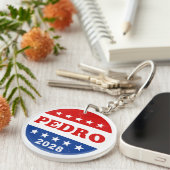 Pedro 2028 Vintage Red White Blue Voter キーホルダー (正面右)
