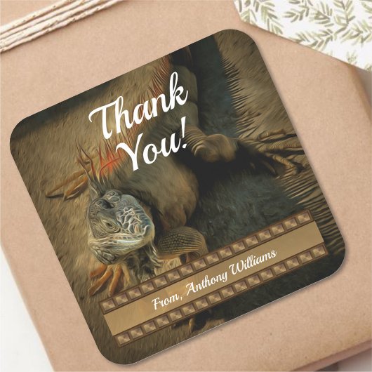 Pedro the Iguana Thank You 0768 スクエアシール