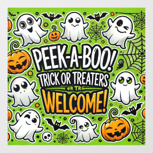 PEEK-a-BOOトリックまたはトレーター歓迎ハロウィーン ウィンドウサイン