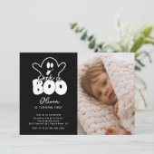 Peek A Boo幽霊フォト誕生日 招待状 (スタンド正面)