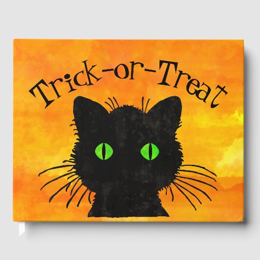 Peek-A-Boo Black Cat Orange Trick-or-Treat ゲストブック (正面)