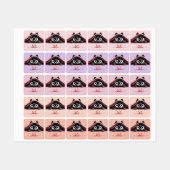 Peek-a-Boo Kitten Script Name Monogram Girls' ラベル (シート)