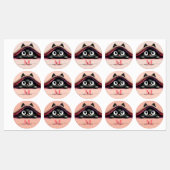 Peek-a-Boo Kitten Script Name Monogram Girls'  ラベル (シート)