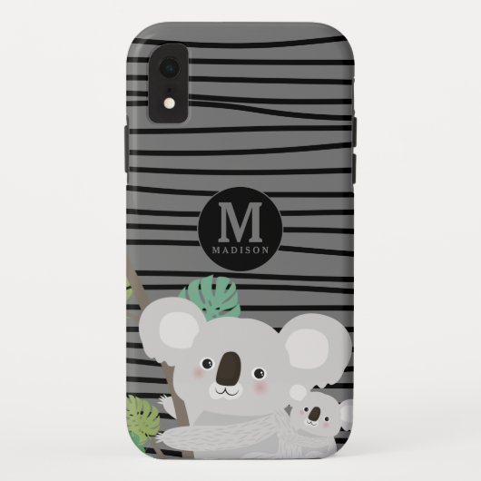 Peek-a-Boo Koala Mamaとベビーストライプモノグラム Case-Mate iPhoneケース (裏面)