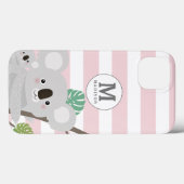 Peek-a-Boo Koala Mamaとベビーストライプモノグラム Case-Mate iPhoneケース (裏面 (横))