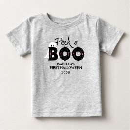 Peek A Boo Personalized Baby's 1st Halloween ベビーTシャツ