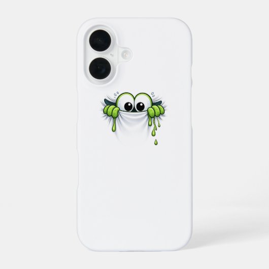 Peek-a-Slime! Cute Goo Monster Peeking Design iPhone 16ケース (裏面)
